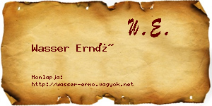 Wasser Ernő névjegykártya